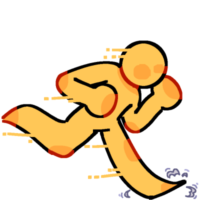 an emoji yellow figure running.